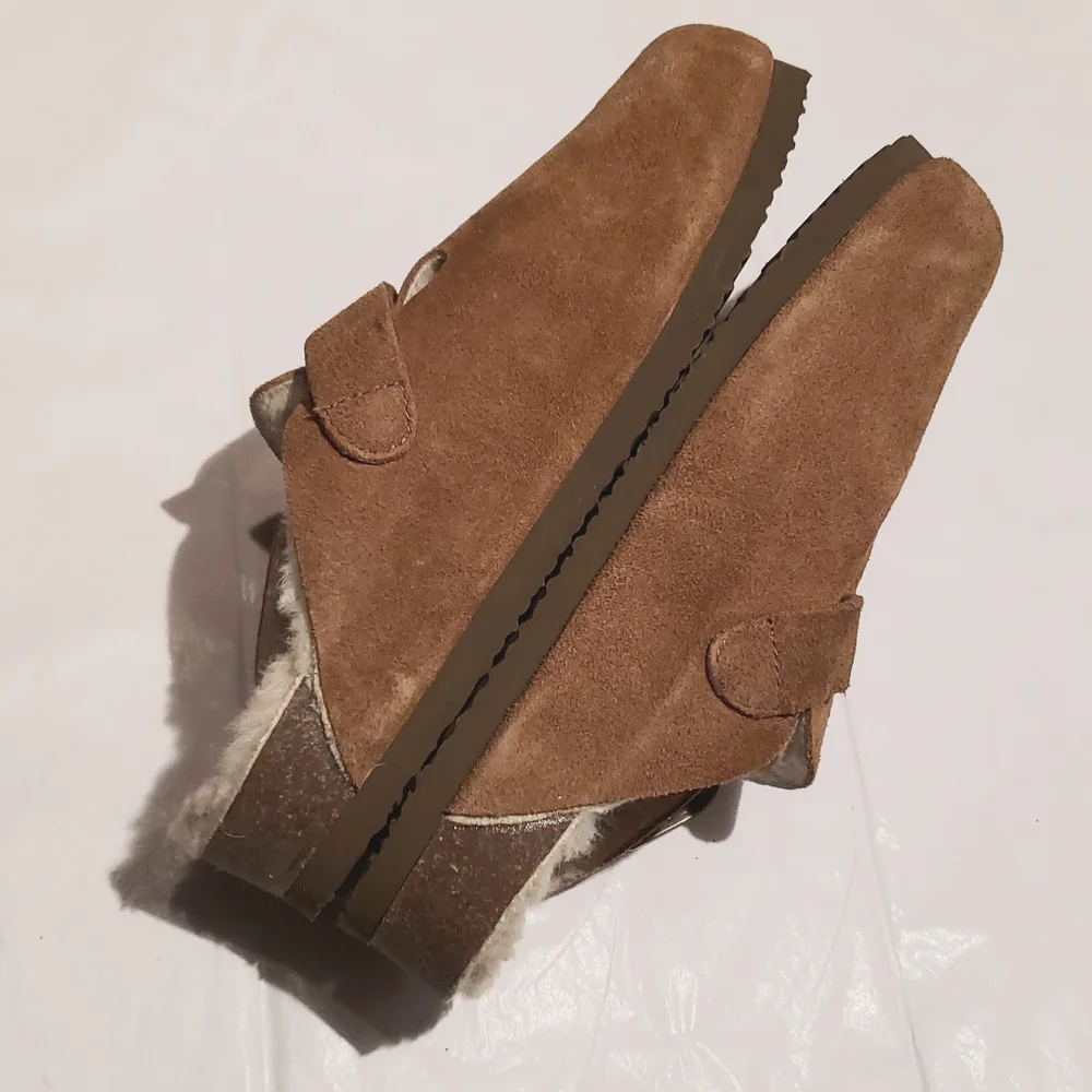 Eastland NEW Clog Suede Leather Fur Lining Mule Cork Wedge Comfort Women 10 - Picture 7 of 13